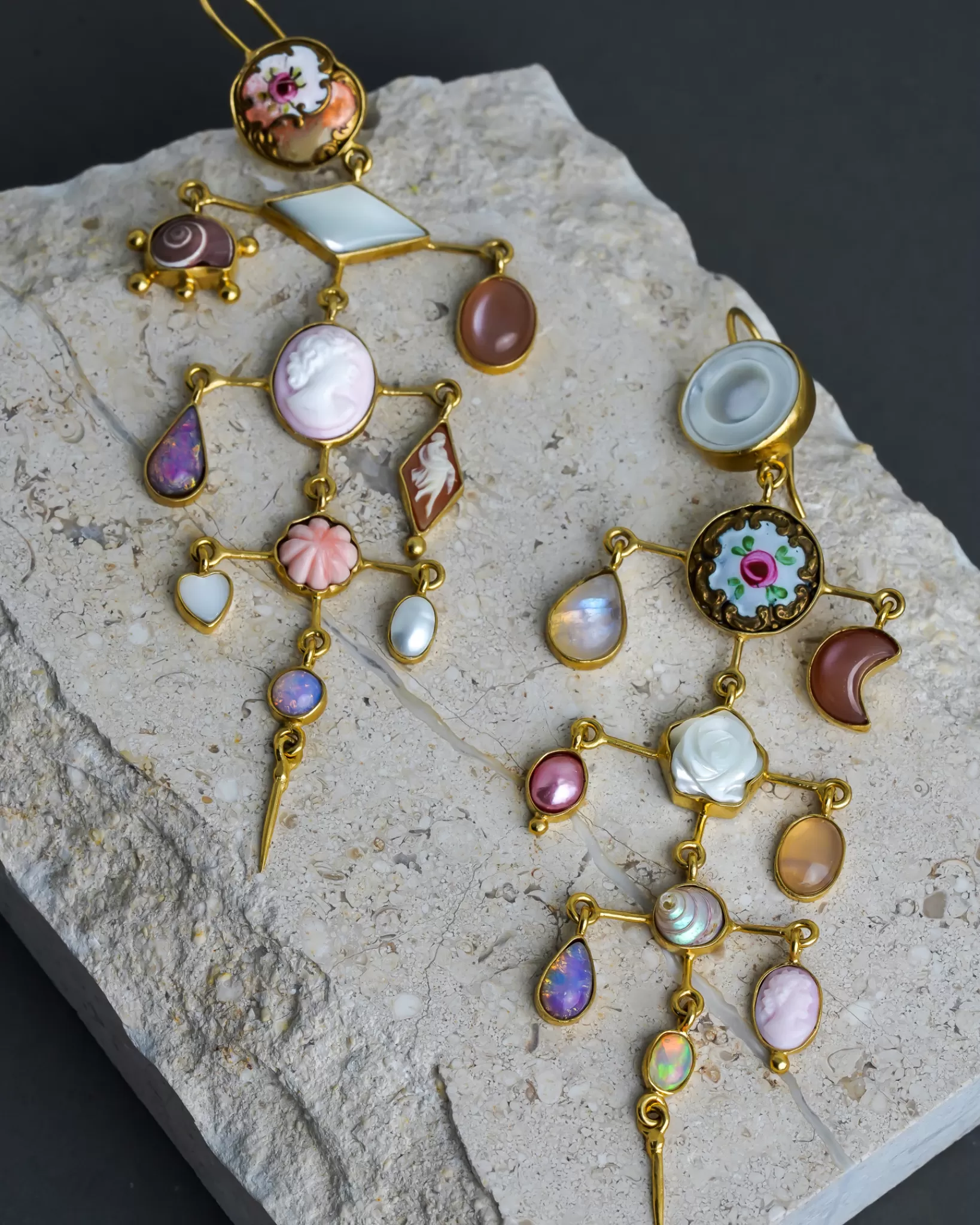 Shop Grainne Morton Multilayer Balance Victorian Drop Earrings Peach